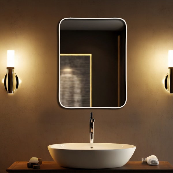 Miroir mural rectangulaire moderne, Miroir doré de luxe, Miroir de maquillage minimaliste, Décoration murale pour couloir, Miroir de salle de bain noir, Décoration murale de luxe