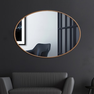 Modern Wooden Mirror, Gold Framed Wall Mirror, Asymmetrical Mirror, Aesthetic Bathroom Mirror, Living Room Mirror Home Decor, Mirror Decor