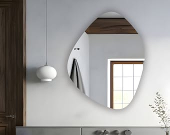 Asymmetrical Wall Mirror, Irregular Unframed Mirror Home Decor, Aesthetic Bathroom Mirror, Modern Mirror, Unique Mirror Decoration