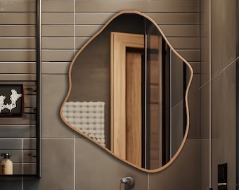 Espejo de forma irregular, espejo asimétrico moderno, espejo de pared, espejo de baño estético, decoración moderna del hogar, espejo de entrada moderno