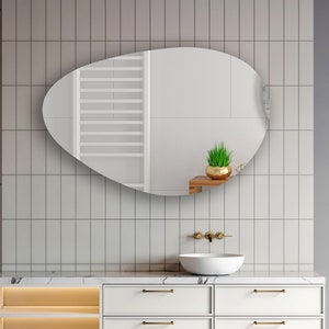 Oval Wall Mirror: Modern Irregular Unframed Design