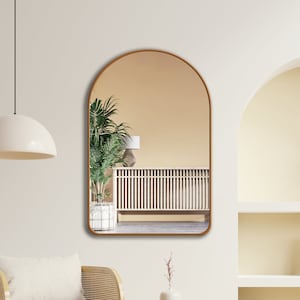 Espejo asimétrico, espejo dorado, espejo de tocador para decoración de pared, espejo de pared con marco dorado para sala de estar, baño, dormitorio, entrada