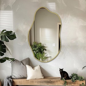 Asymmetrical Wall Mirror, Irregular Framed Mirror Home Decor, Aesthetic Bathroom Mirror, Modern Mirror, Unique Mirror Decoration
