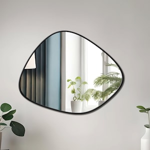 Black Asymmetrical Wall Mirror, Irregular Mirror Home Decor, Aesthetic
