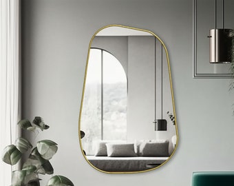 Irregular Modern Mirror, Asymmetrical Gold Framed Mirror, Aesthetic Home Decor, Modern Bathroom Mirror, Entryway Wall Mirror, Mirror Decor