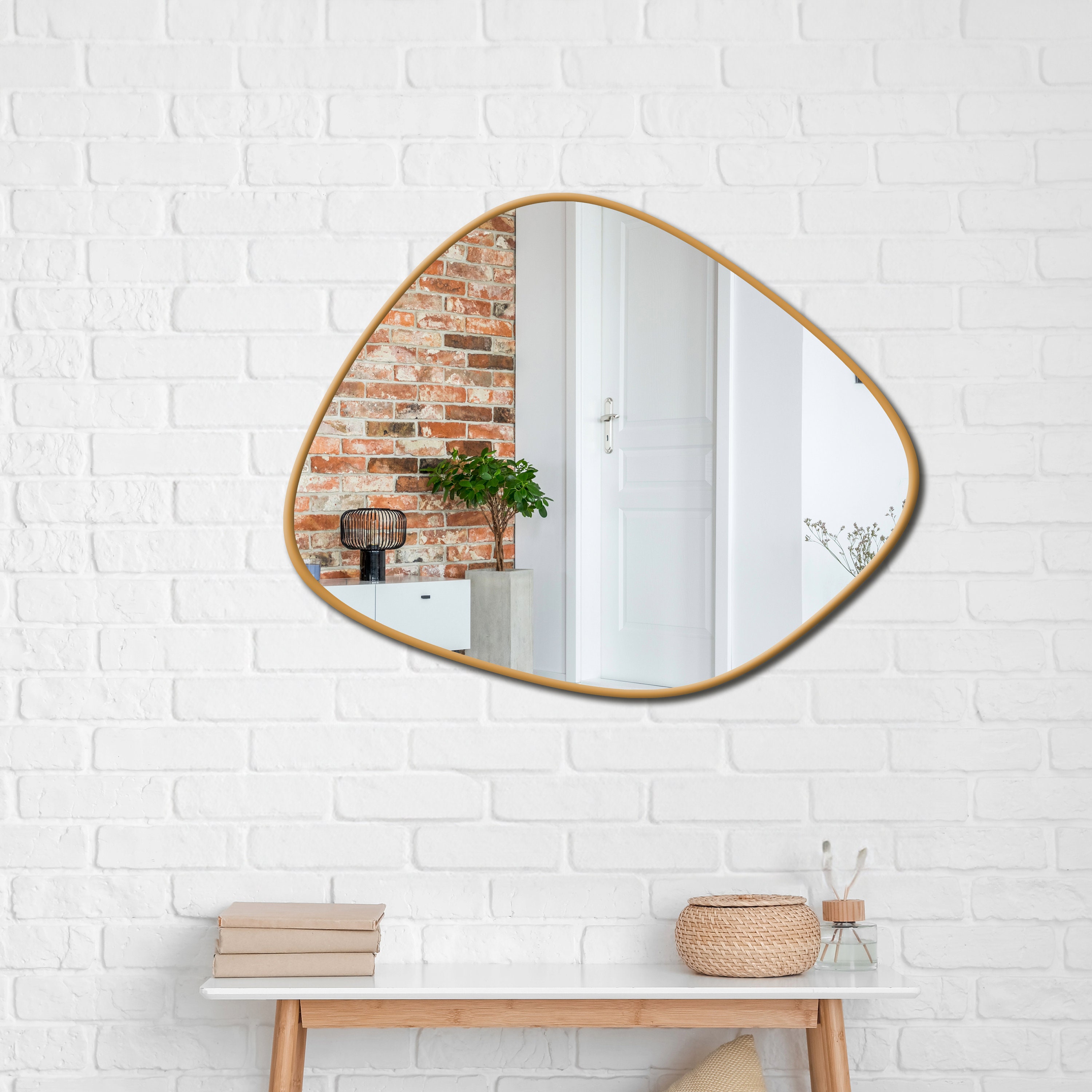 Black Asymmetrical Wall Mirror, Irregular Mirror Home Decor, Aesthetic ...