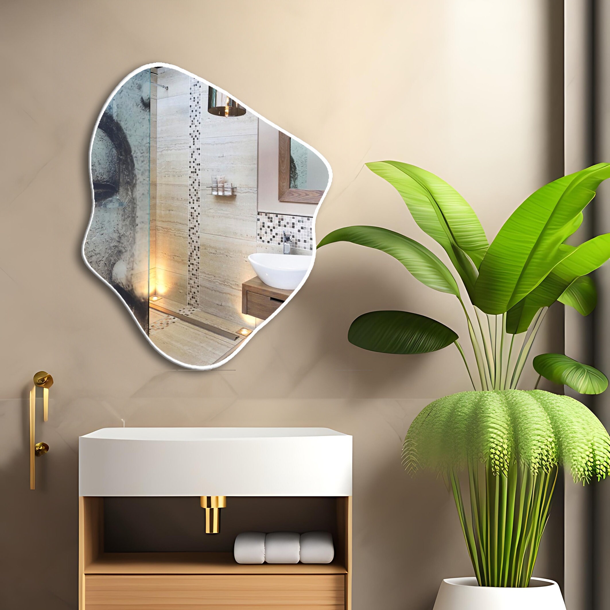 Irregular Shaped Mirror, Modern Asymmetrical Mirror, Wall Mirror