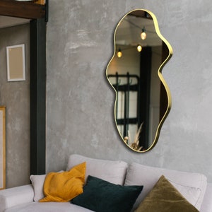 Modern Asymmetrical Mirror, Irregular Shaped Mirror, Wall Mirror, Aesthetic Bathroom Mirror, Black Framed Mirror, Unique Mirror Decoration zdjęcie 6