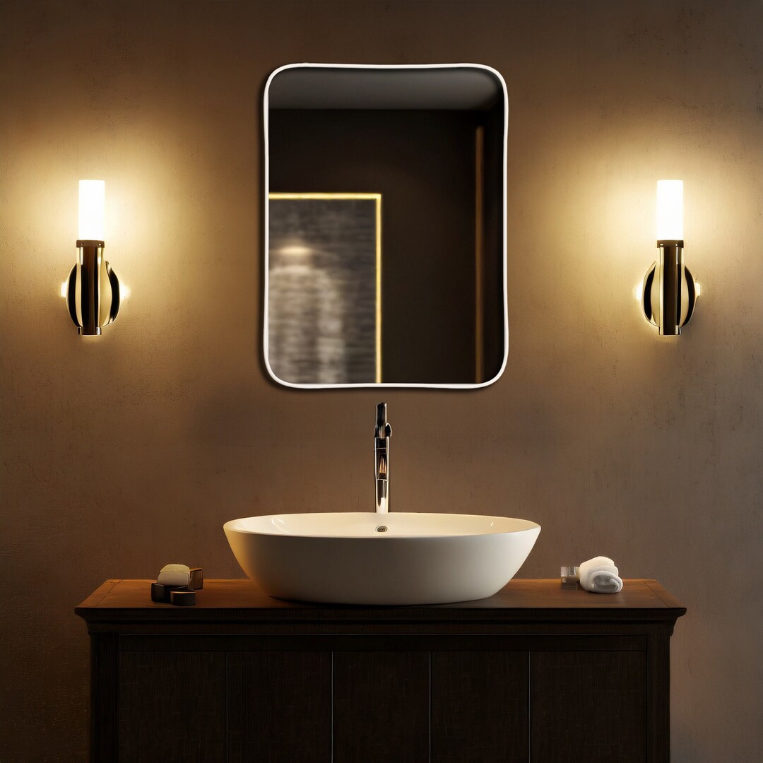 Modern Rectangular Wall Mirror, Luxury Gold Mirror, Minimalist Makeup ...