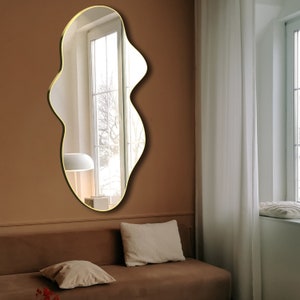 Modern Asymmetrical Mirror, Irregular Shaped Mirror, Wall Mirror, Aesthetic Bathroom Mirror, Black Framed Mirror, Unique Mirror Decoration zdjęcie 4