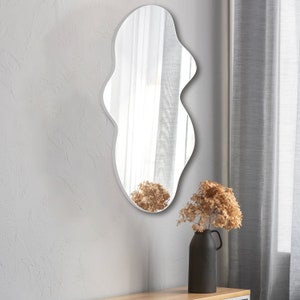 Modern Asymmetrical Mirror, Irregular Shaped Mirror, Wall Mirror, Aesthetic Bathroom Mirror, Black Framed Mirror, Unique Mirror Decoration zdjęcie 10