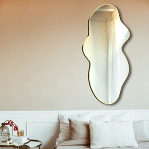 Modern Asymmetrical Mirror, Irregular Shaped Mirror, Wall Mirror, Aesthetic Bathroom Mirror, Black Framed Mirror, Unique Mirror Decoration zdjęcie 5