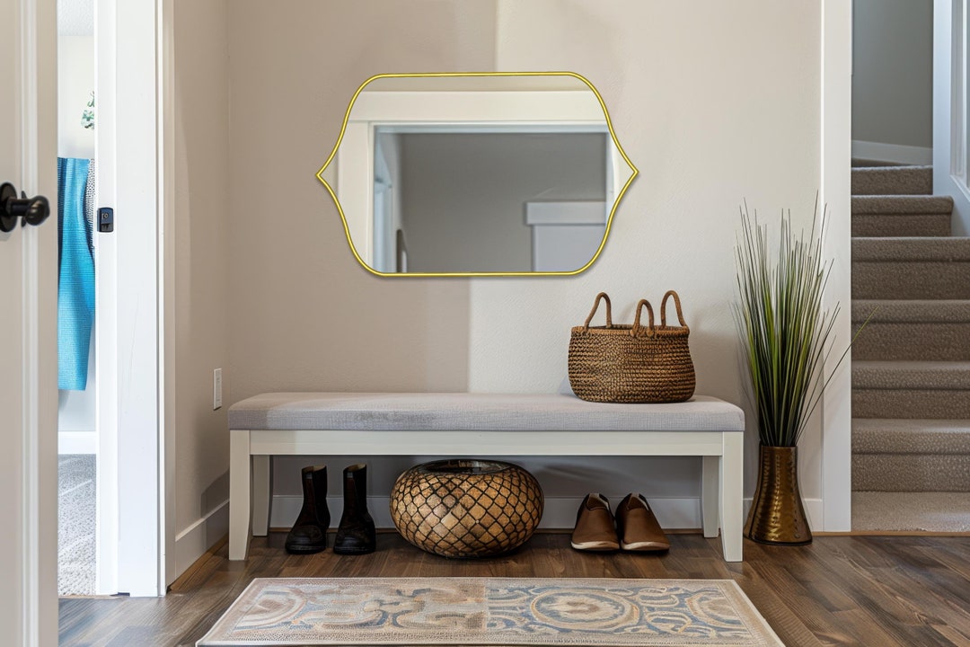 Modern Wood Framed Wall Mirror, Wall Mounted Luxury Mirror, Black Framed Wall Mirror for Living ...