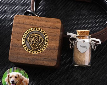 Aangepaste antieke koperen inlegsel hondenbont herdenkingsdoos, aandenkendoos met huisdierenfoto, aandenkendoos huisdierenhaar, gepersonaliseerde herdenkingsdoos, cadeau huisdierverlies