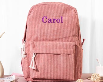 Custom Kids Backpack With Name,Embroidered Kids Backpack,Embroidered Corduroy Backpack,Child Gifts,Birthday Gift for Kids