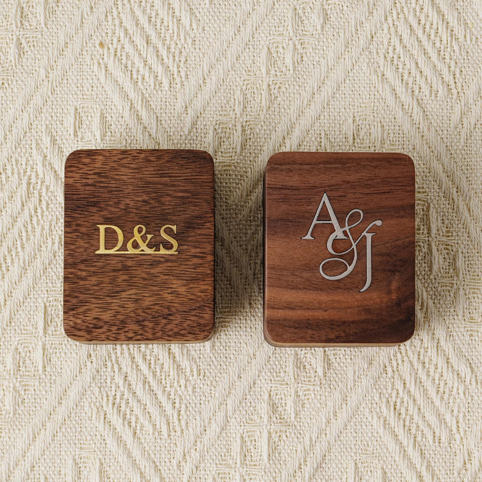 Name Inlay Handcrafted Ring Box Metal Name Inlay, Handmade Engagement Wedding Ring ...