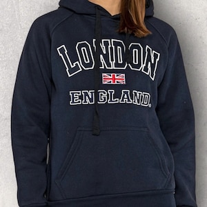 London Theme Hoodie, Baseball Sports Sweatshirt, London Theme Embroidered Hoodie, London College Sweatshirt, London Embroidered Hoodie
