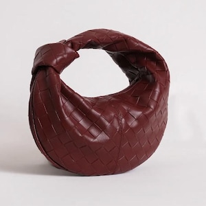 Mini Top Handle Premium Vegan Ledertasche | Gewebte Knotentasche | Geflochtene Clutch Tasche | Kleine Luxus-Abendparty Geldbörse | Boho-Knödel-Handtasche
