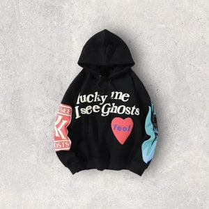 Lucky Me Sweatshirt, Unique 3D Print Hoodie, Lucky Me K Design, Oversized I See Ghosts Hiphop Vibes, Cozy Streetwear Hoodie, Kapuzenpullover