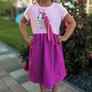 Vestito bambina cavallo con criniera, vestito in jersey, vestito compleanno, taglia personalizzabile 86, 92, 98, 104, 110, 116, 122, 128, 134, 140, 146,152