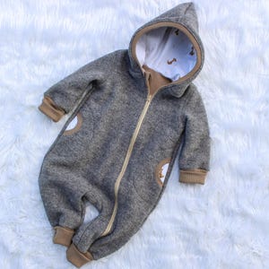 Wollen wandelpakje voor baby&#39;s en kinderen, wandelpakje baby herfst/winter grijze vos maat: 50/ 56/62/68/ 74/ 80/ 86/ 92/ 98/ 104/ 110/ 116/ 122