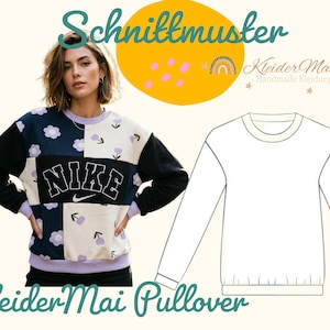 Mönster för damtröja inkl. lapptäcksdel | Storlekar 32-46 | Tyska och nybörjarvänligt | PDF-sömnadsmönster