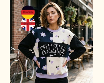 Molde para blusa de moletom feminina com frente em patchwork | Tamanhos 32-46 | Alemão/Inglês e fácil para iniciantes | Molde em PDF