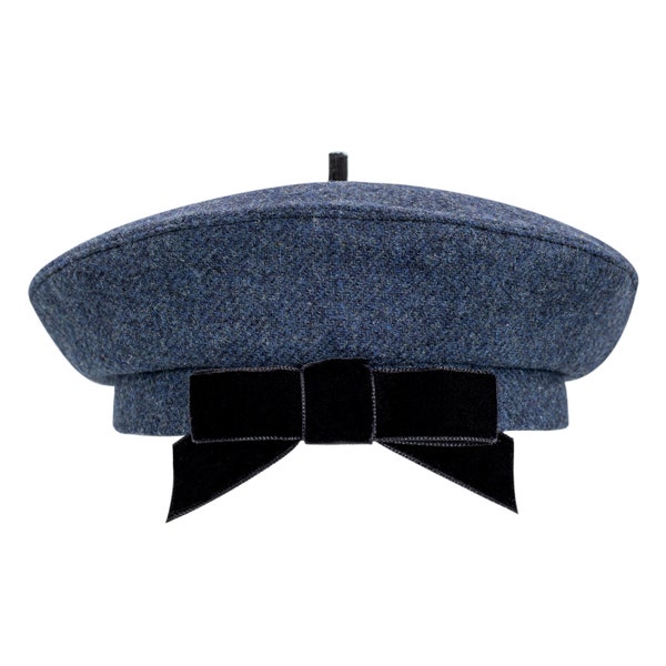 BERET NOEUD FRANÇAIS Nuit, béret à la mode, béret en pure laine, béret bleu foncé, béret fait main en laine de qualité antique minimaliste élégant classique chic