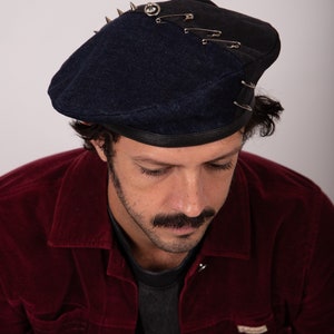Pierced Denim Beret PUNK. Grunge Beret. Rebel Spirit. Suitable for Men ...