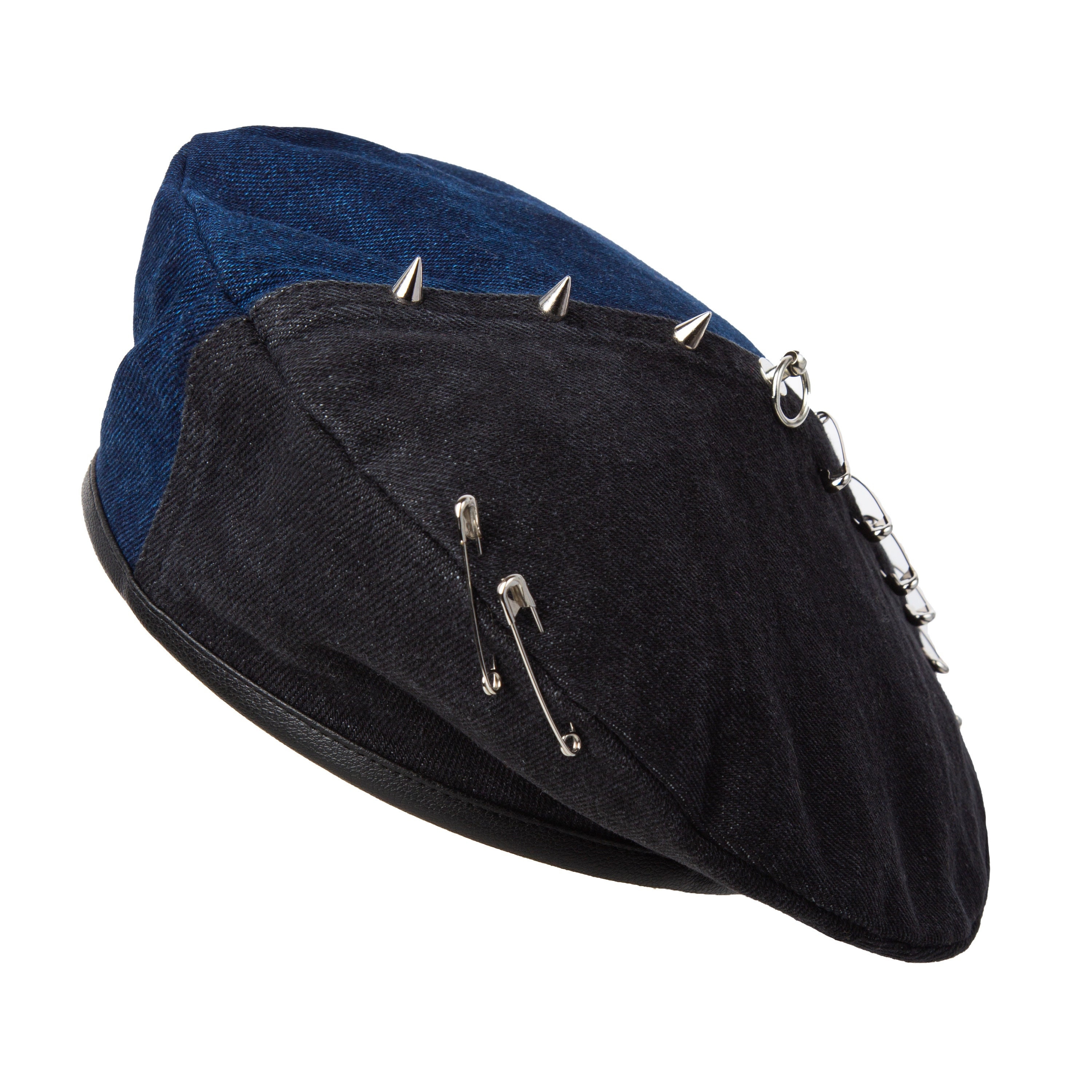Pierced Denim Beret PUNK. Grunge Beret. Rebel Spirit. Suitable for
