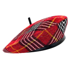 RED TARTAN BERET, Bouche.Pure Wool Beret, Feminine Beret, Quality Wool Beret, Coton Lining Beret,Classic Chic Stylish Handmade Lovely Beret.