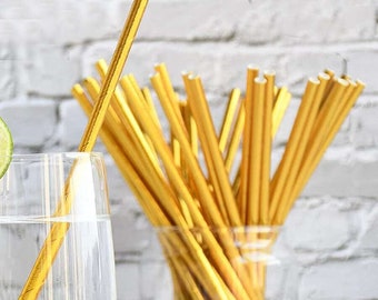 Pack of 25 Gold color disposable paper straws. For Weddings, Birthdays, Partys and other special events.