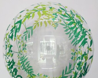 Leaf print bubble balloon. Green bubble balloon for birthdays and other special events.