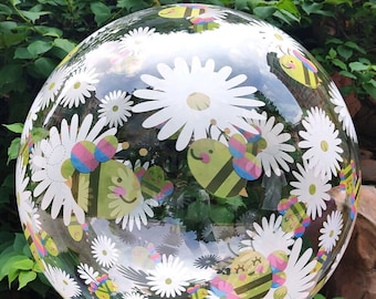 Colorful balloon. Balloon with flower print. Bubble balloon with flower print.