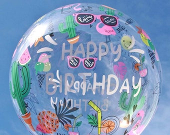 Colorful birthday balloon. Bubble balloon with print.