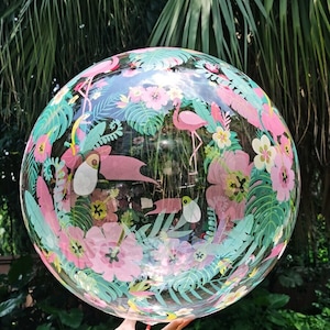 Flower and bird print bubble balloon. Colorful bubble balloon for birthdays and other special events.