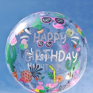 Colorful birthday balloon. Bubble balloon with print.