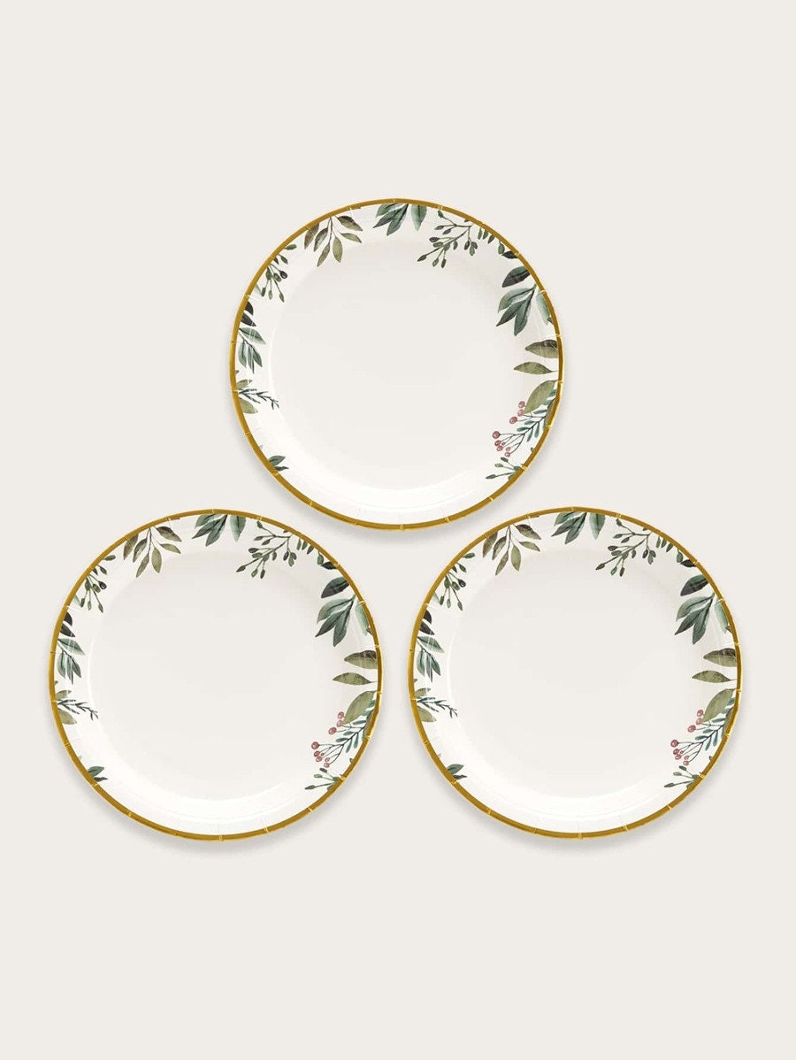 White and Gold Scroll Trim Small Paper Plates Pack of 6 