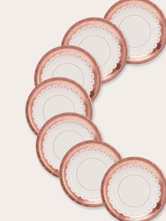 White paper plates 2024 with gold trim