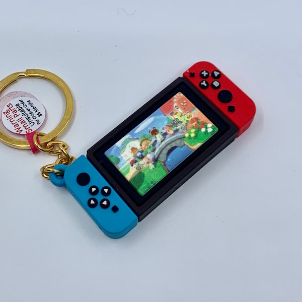 On The Bridge Animal Crossing Handheld Console Keychain Red/Blue