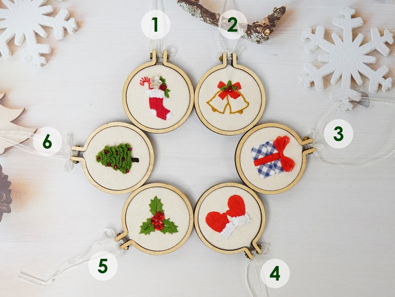 Mini Ornament Set, Lovely Little Handembroidered Ornament, Personalized 2023 Christmas Gifts