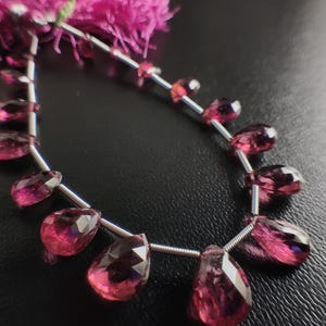 Rubellite Pink Tourmaline Faceted Briolette Pear Beads Gemstone Necklace Natural Genuine High Quality Gemstone Limited Stock 100% Natural