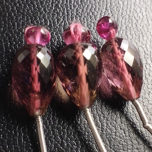Pink Rubellite Tourmaline Faceted Briolette Drop Beads Gemstone Necklace Natural Genuine High Quality AAAA Gemstone Limited Stock