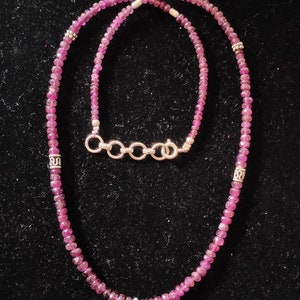 Rubellite Pink Tourmaline Necklace in Sterling Silver, Attractive Rubellite Semi Precious Genuine Gemstone, 3 mm - 4.5 mm beads