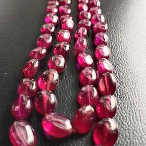 Natural Ruby Red Smooth Oval Necklace AAA Quality Gemstone Beads Necklace Genuine High Quality Beautiful beads Necklace Limited Stock
