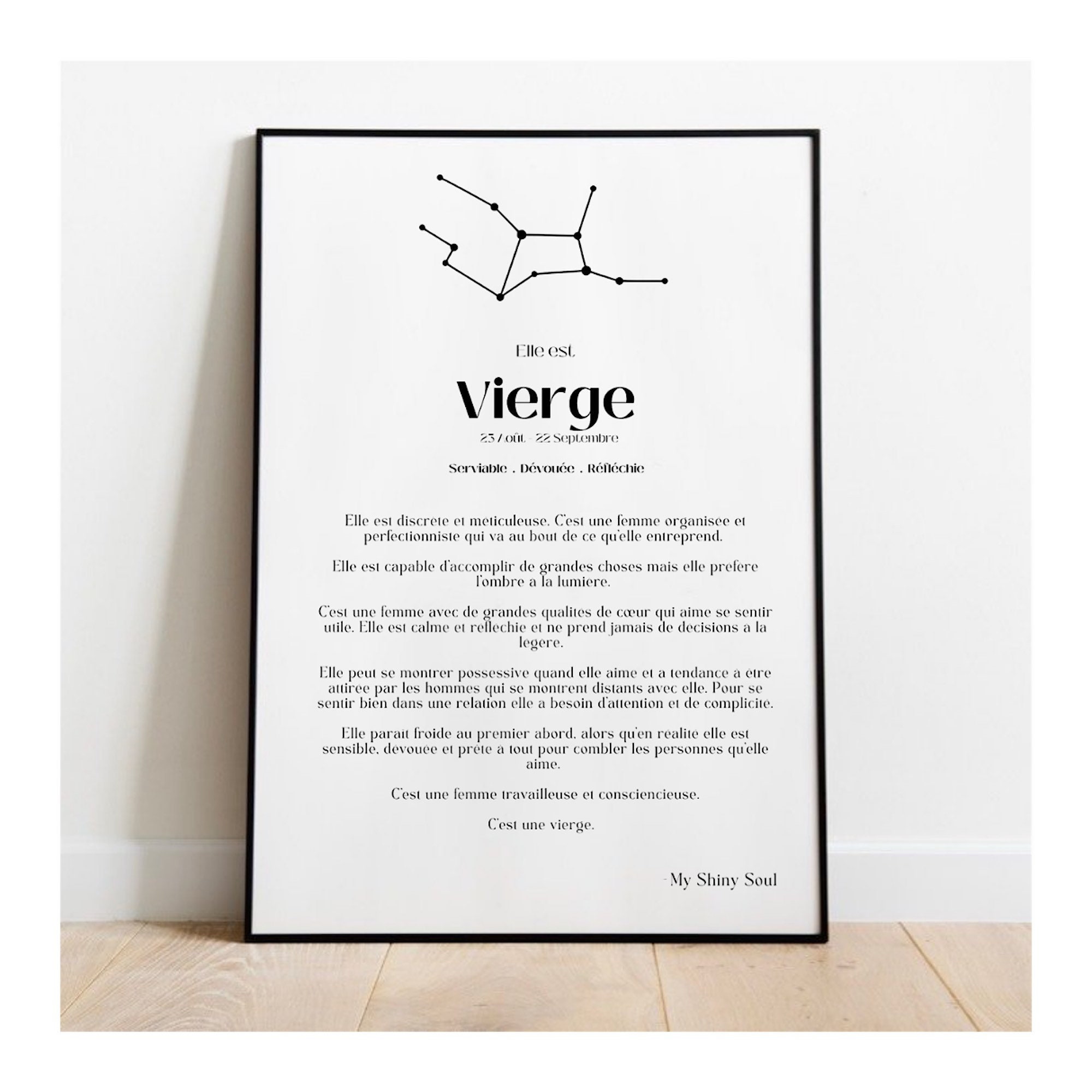 Affiche Signe Astrologique Femme Vierge L Poster Horoscope avec Cadre Décoration Murale Cadre Photo 