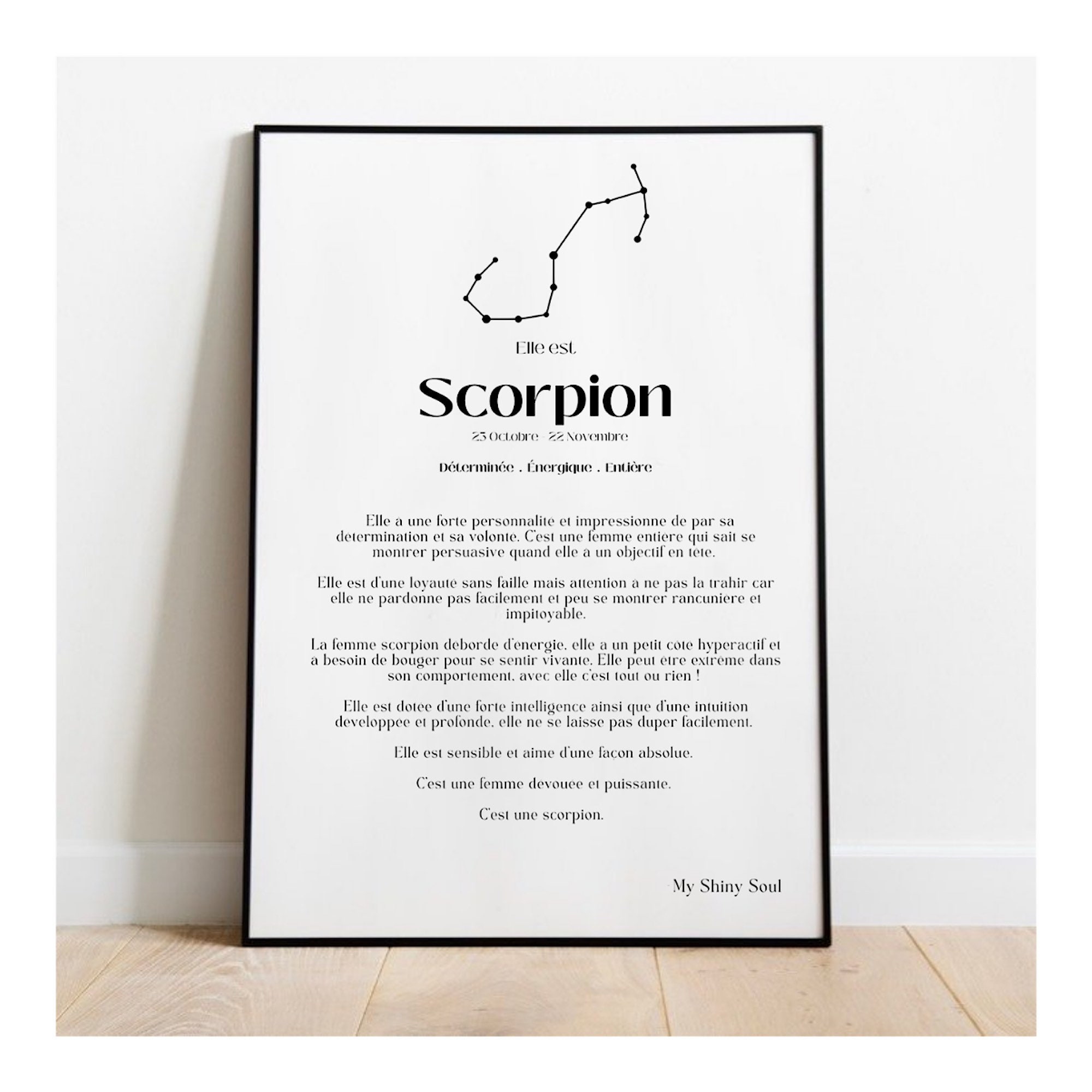 Affiche Signe Astrologique Femme Scorpion L Poster Horoscope avec Cadre Décoration Murale Cadre Phot