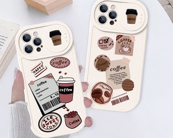 Schattig beige telefoonhoesje voor iPhone met slipcameradekking