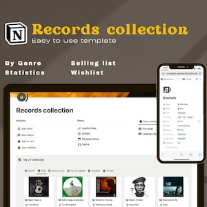 Modello di nozione per la raccolta di dischi LP e CD (Music Notion Planner)