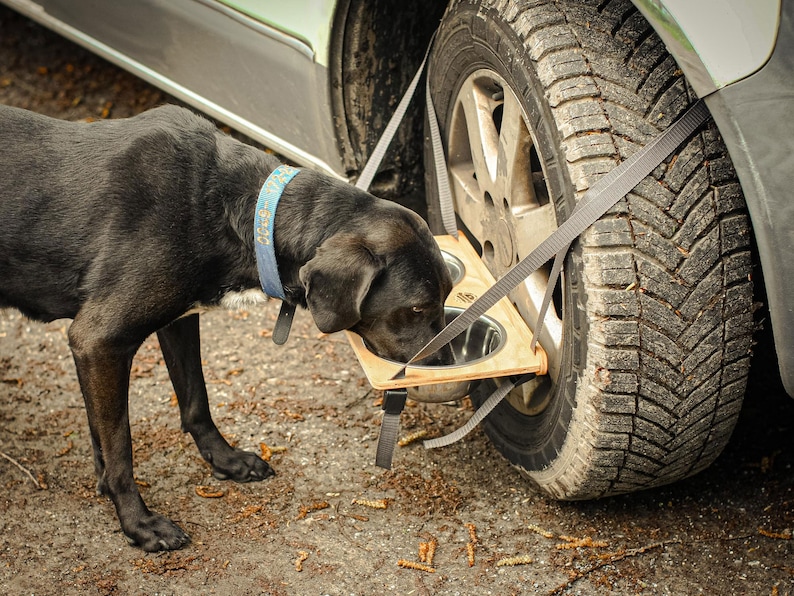 Hundenapf als Reifenregal für Camping, VanLife, Reisen mit Hund oder Hunderunde Bild 1